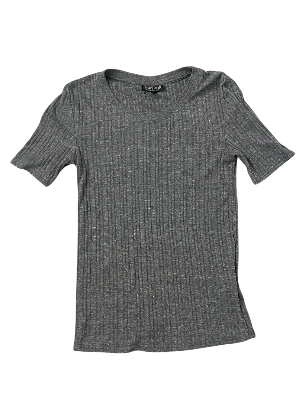 NWT Topshop Ribbed Short Sleeve Tee in Gray